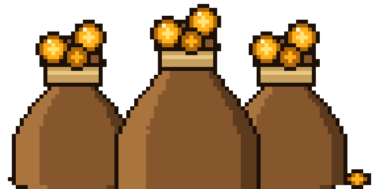 Three sacks of gold coins